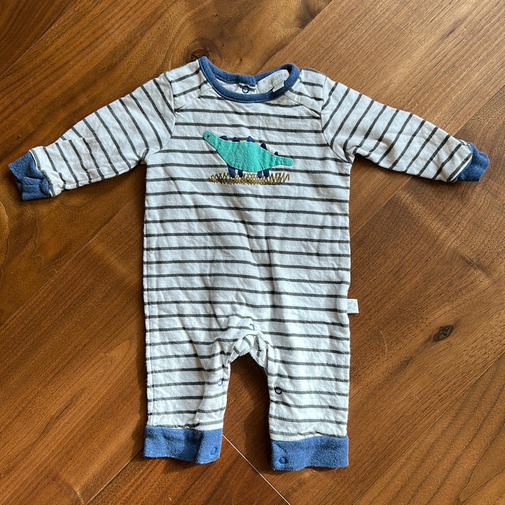 Alberta Dino Onesie, Striped Baby Dinosaur Romper 0-3 months